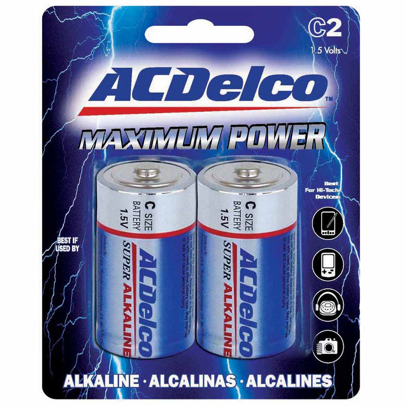 AC Delco C Alkaline 2 Pack Carded