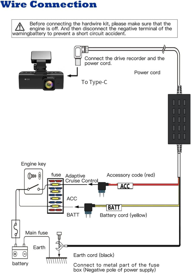 REDTIGER F7N Dash Cam Hardwire Kit