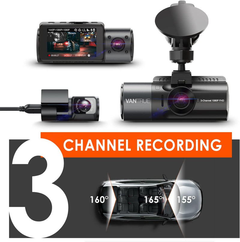 Vantrue N4 3 Channel 4K Dash Cam, 4K+1080P Front and Rear