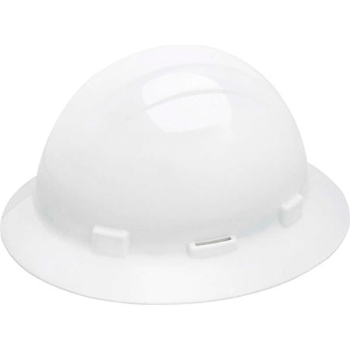 Safety - Americana Full Brim Hard Hat W/Accessory Slots, Standard, 4-Pt Suspension, White